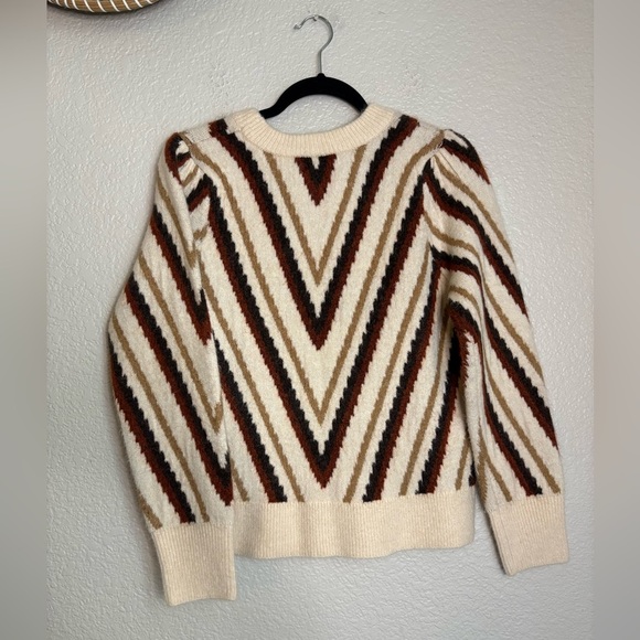 Evereve Georgia Chevron
Pullover Sweater Cream and Brown Large - Picture 3 of 7
